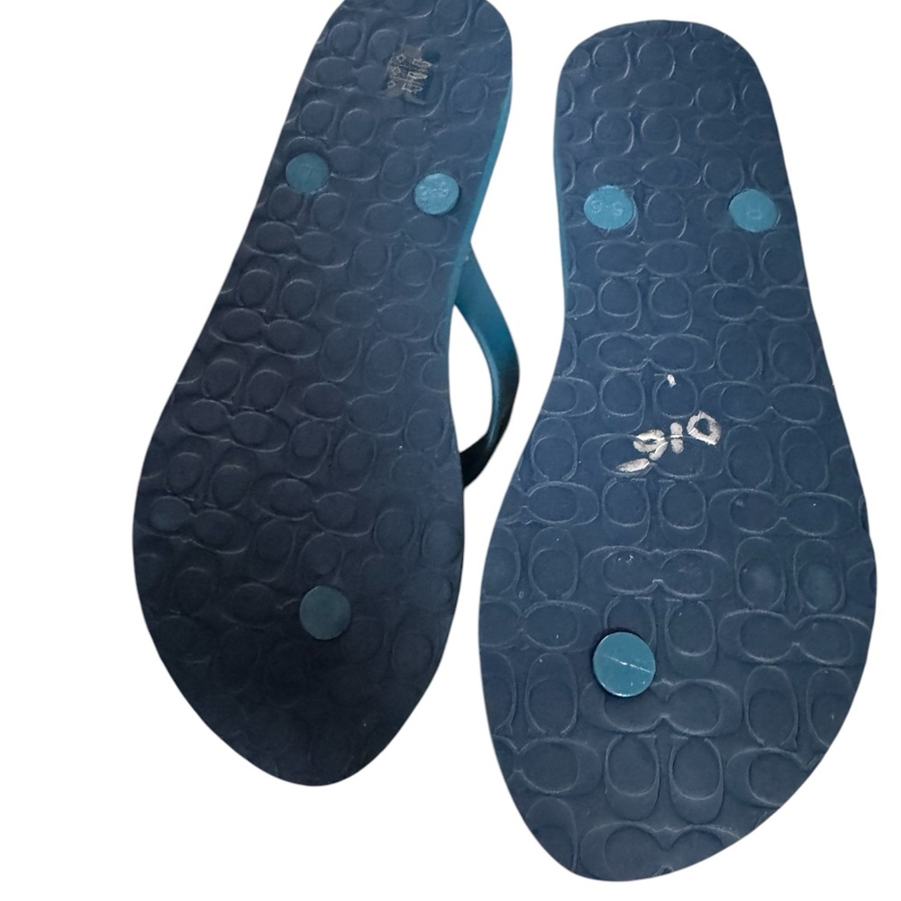 NEW Coach Star-Patterned Blue Flip Flops - Picture 3 of 4